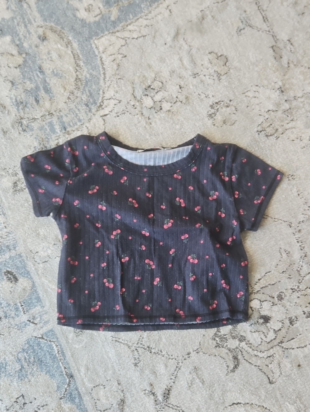 T2love Kids Short Sleeve Cherry Print Top - Navy